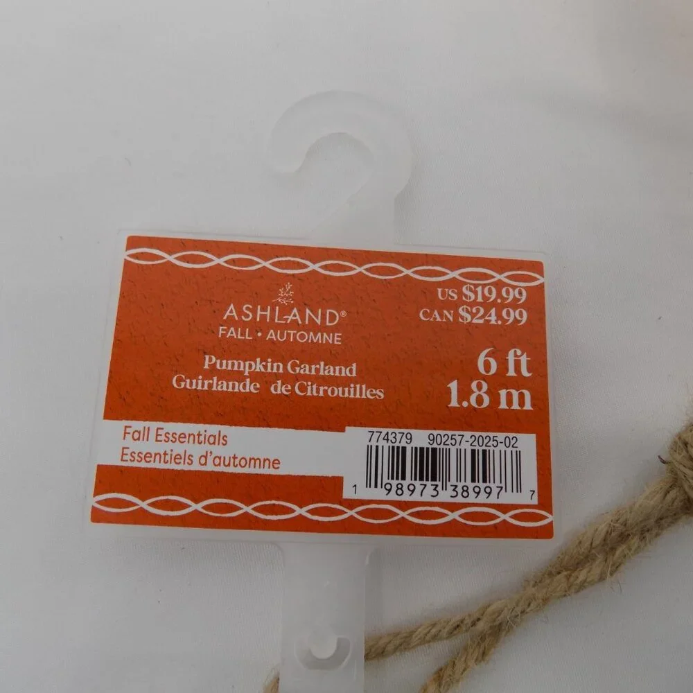Ashland Fall Pumpkin Garland Orange Gold White 6ft Lg Autumn Halloween Felt New